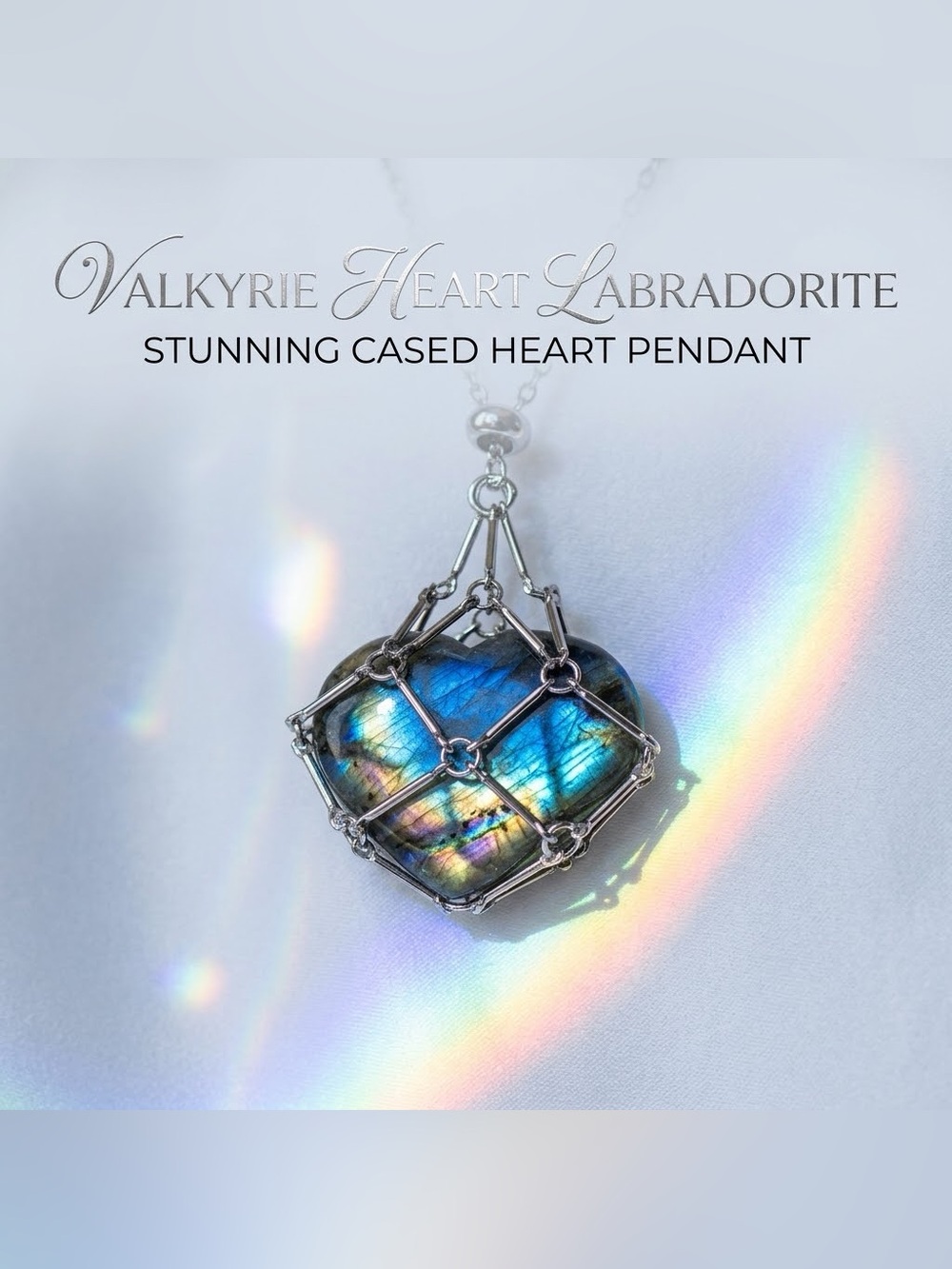 ✨ STUNNING Cased Heart Labradorite Pendant Necklace ✨